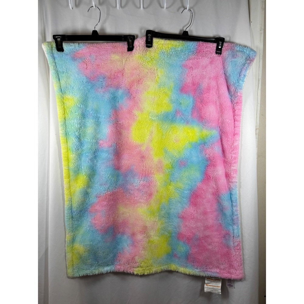Parents Choice Kids Plush Tie Dye Baby Blanket Pink Yellow Blue 30x40 SDLYBLK052